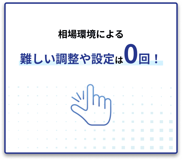 相場環境による難しい調整や設定は0回！